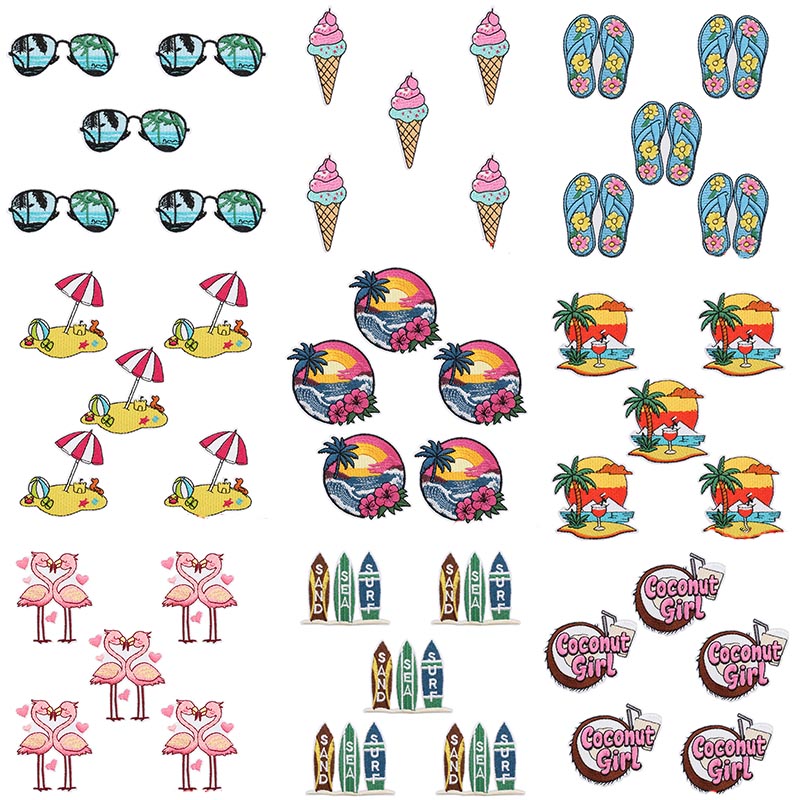 Summer Clothing Pictures - 10 SZTUK Letnich Naszywek Haftowanych Fal