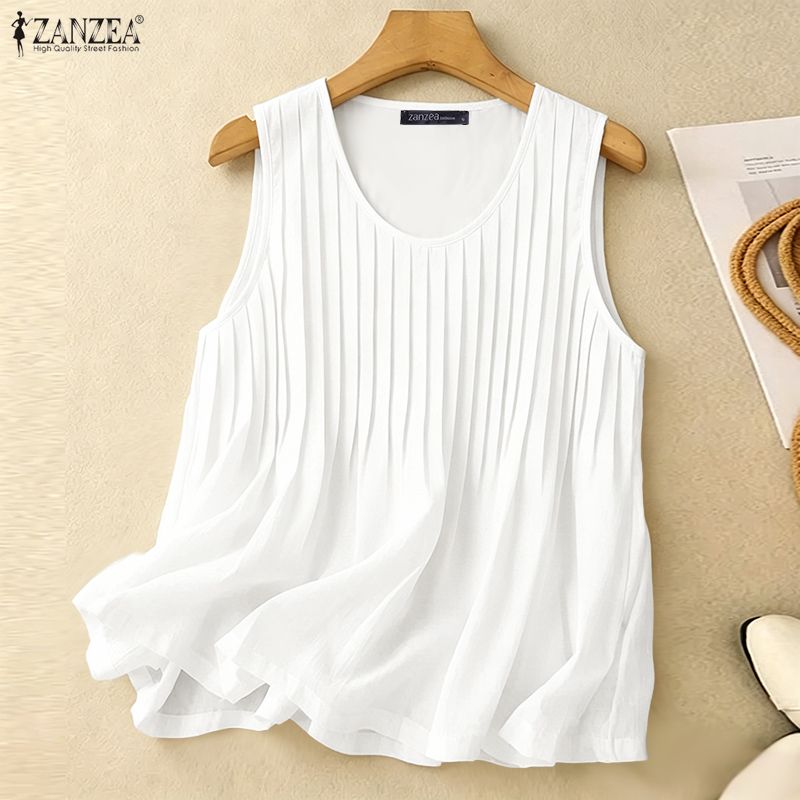 Summer Clothing Plus - ZANZEA Damska Letnia Bluzka na Ramiączkach
