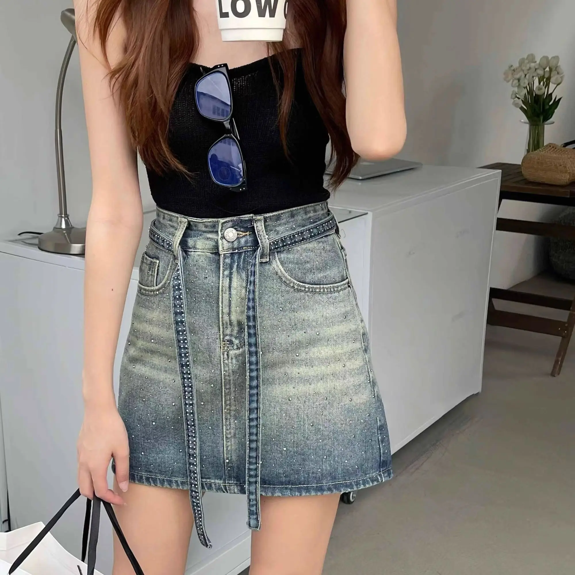 Summer Clothing Trends 2025 Women'S - Spódnice jeansowe damskie gradientowe z wysokim