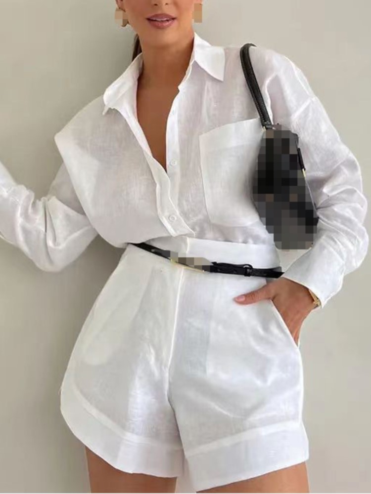 Summer Clothing Set For Girls - Letnie Casualowe Proste Stroje Damskie Kieszenie