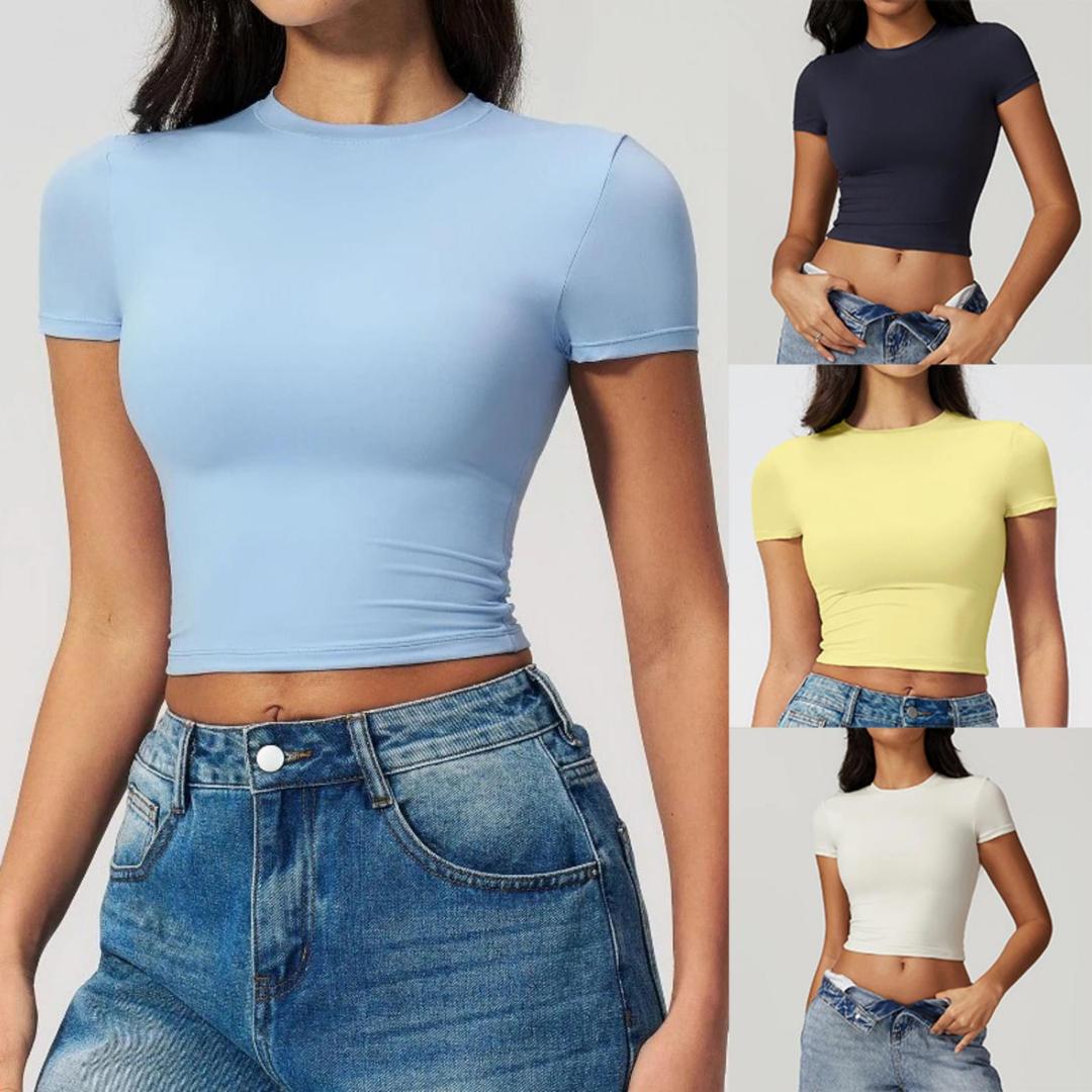 Summer Yoga Clothing - Damska obcisła koszulka sportowa szybkoschnąca z