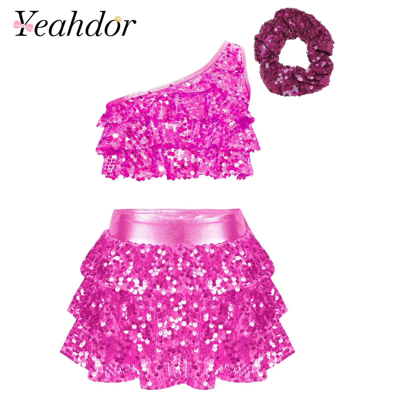Summer Clothing Set For Girls - Dziecięcy Dziewczęcy Błyszczący Kostium Taneczny z