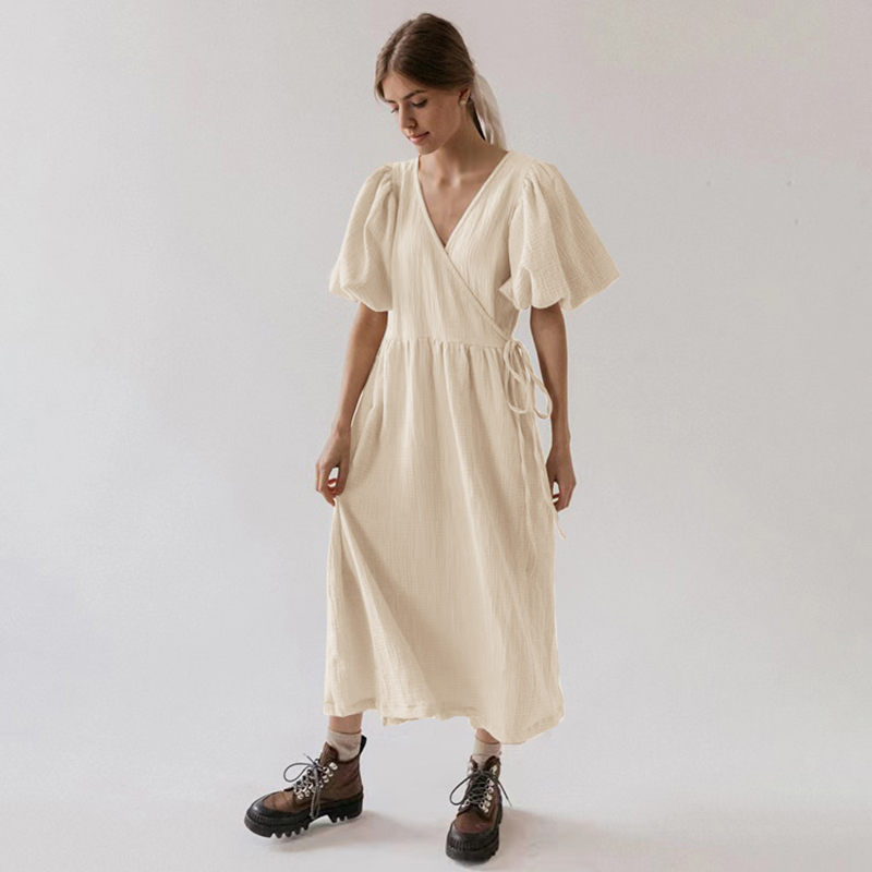 Sukienka maxi z bufiastymi ręk – Summer Clothing For Older Women recenzja i cena