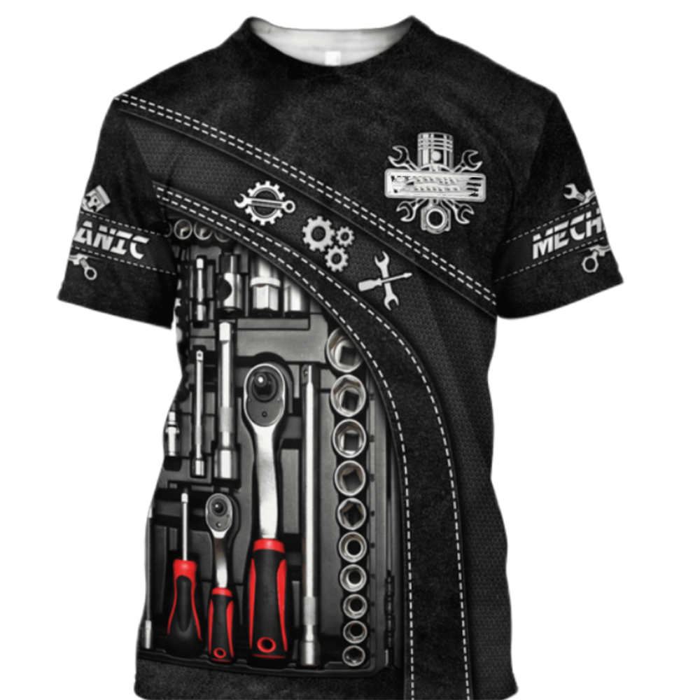 Vintage T-Shirt Mechanic 3D Pr – Summer Clothing Name recenzja i cena