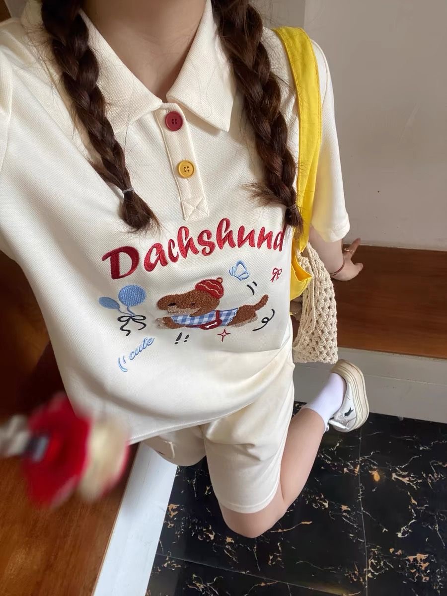 Kawaii Haft Pies Japoński Styl – Summer Clothing Juniors recenzja i cena